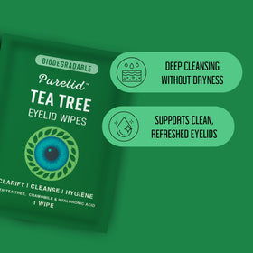 PURELID Tea Tree Eyelid Wipes with Aloe and Chamomile