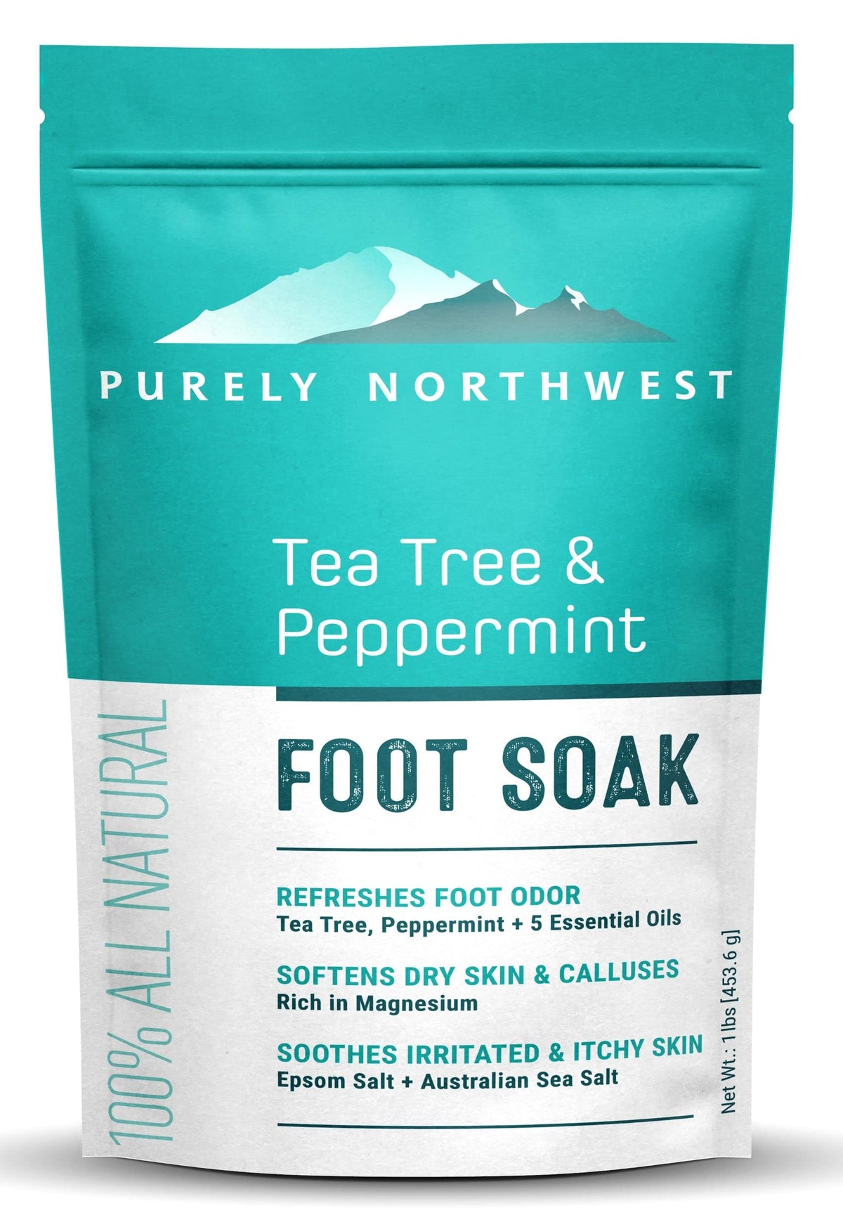 Purely Northwest Tea Tree and Peppermint Foot Soak front view packaging
