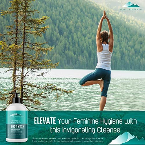 Purely Northwest Tea Tree Body Wash back view with ingredient list