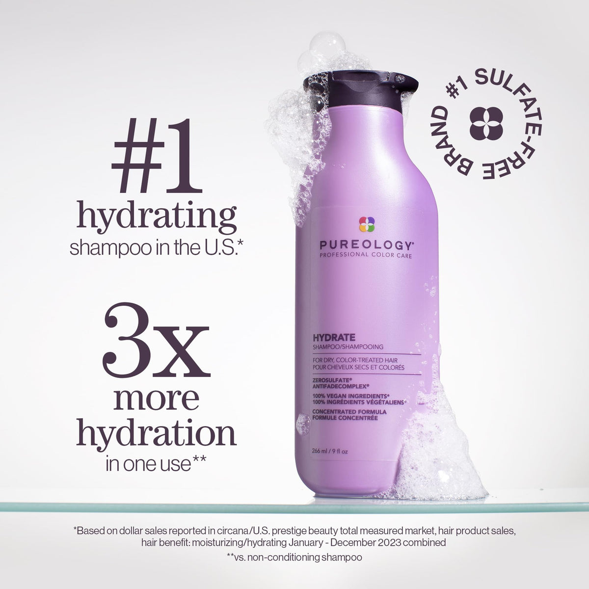 Pureology Hydrate Shampoo bottle side view