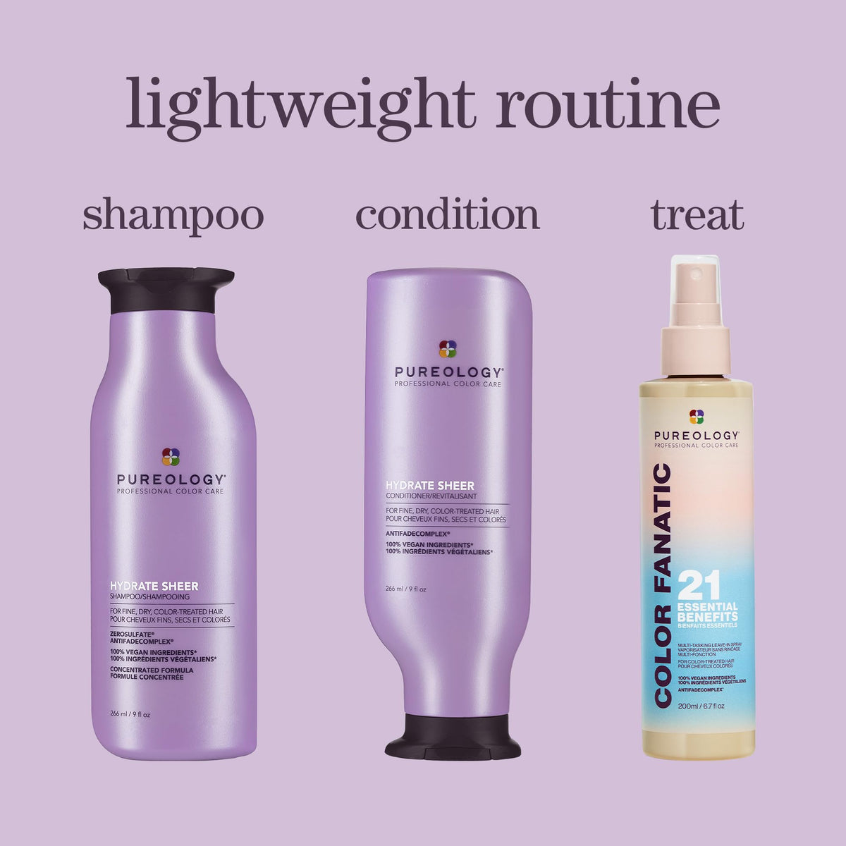 Pureology Hydrate Sheer Shampoo packaging with floral background