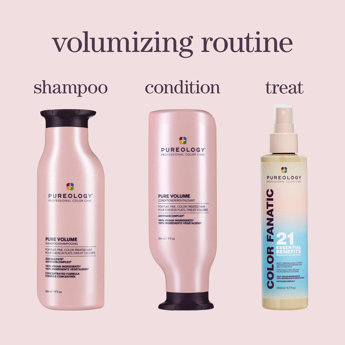 Pureology Pure Volume Shampoo 9 fl oz on a bathroom shelf