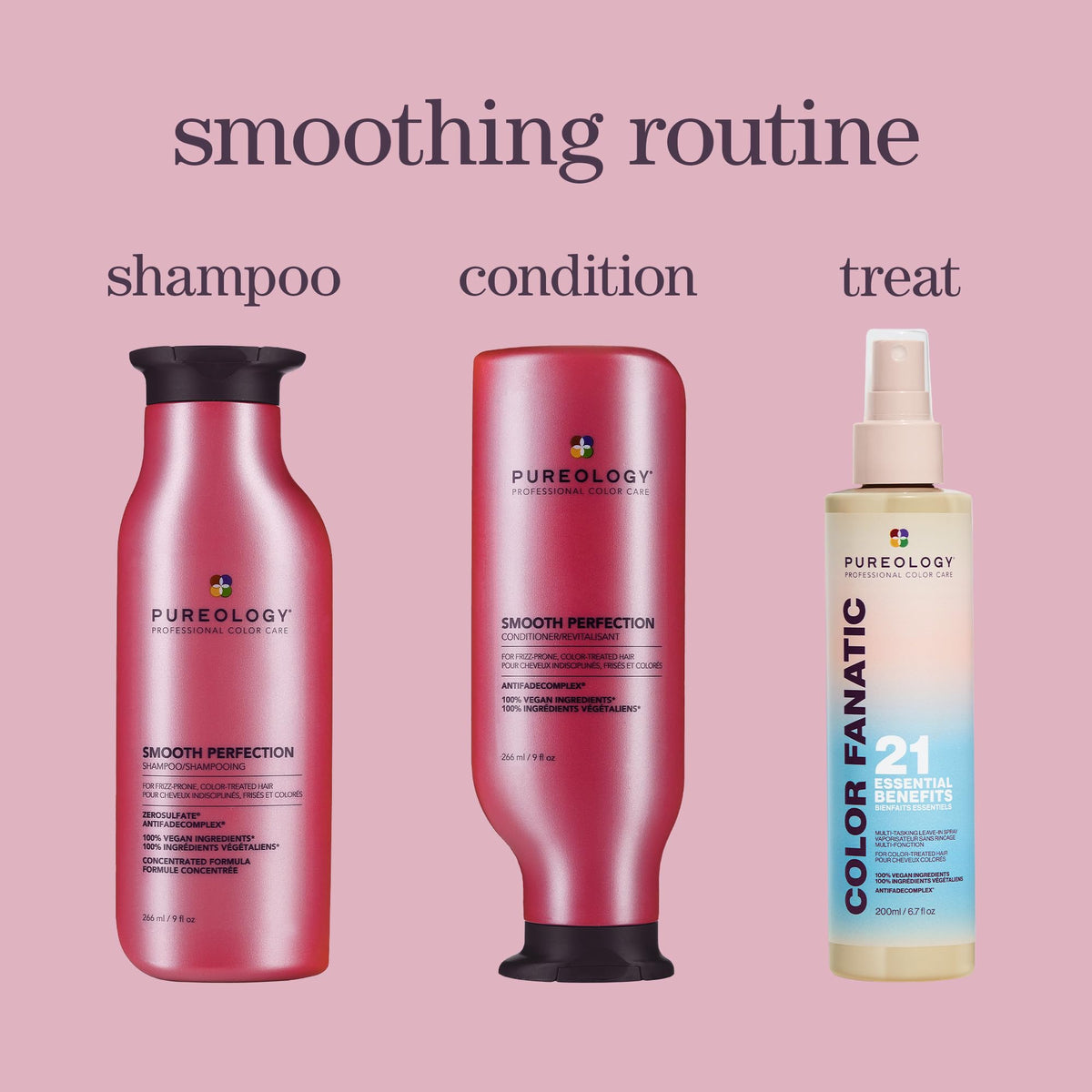 Pureology Smooth Perfection Shampoo 33 fl oz on a vanity
