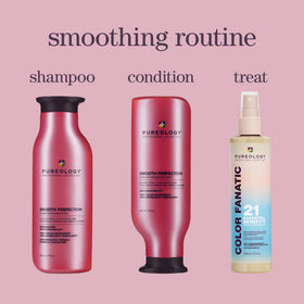 Pureology Smooth Perfection Shampoo 33 fl oz on a vanity