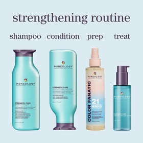 Pureology Strength Shampoo 1.7 fl oz on a wooden surface