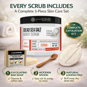 pureSCRUBS Citrus Body Scrub ingredients list on jar