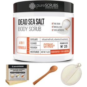pureSCRUBS Citrus Body Scrub Set packaging display