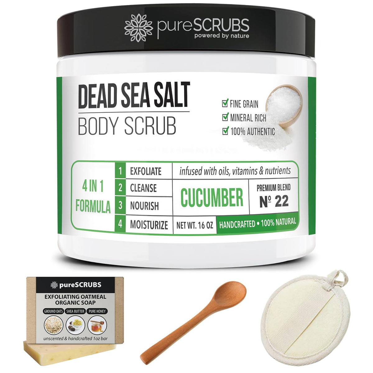 pureSCRUBS Cucumber Body Scrub texture on skin