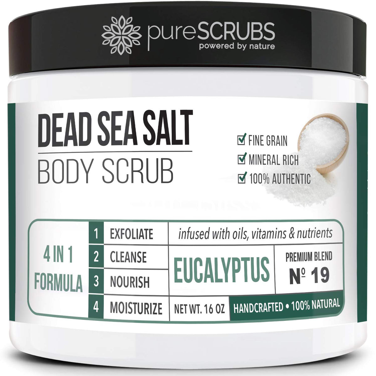 pureSCRUBS Eucalyptus Body Scrub Set front view with jars and accessories