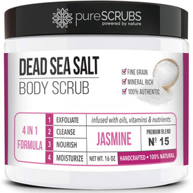 pureSCRUBS Jasmine Body Scrub Set 16oz jar front view