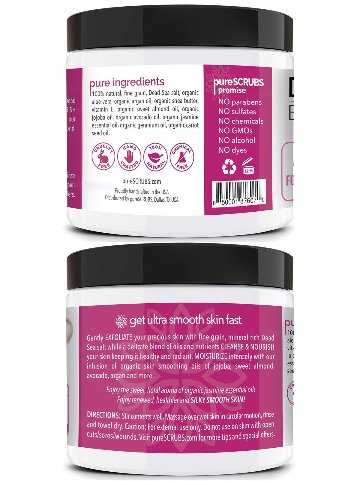 pureSCRUBS Jasmine Body Scrub Set usage demonstration
