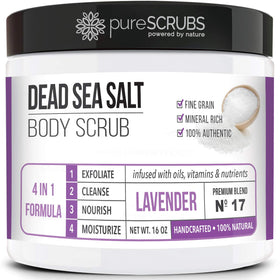 pureSCRUBS Lavender Body Scrub Set front view with jars and accessories