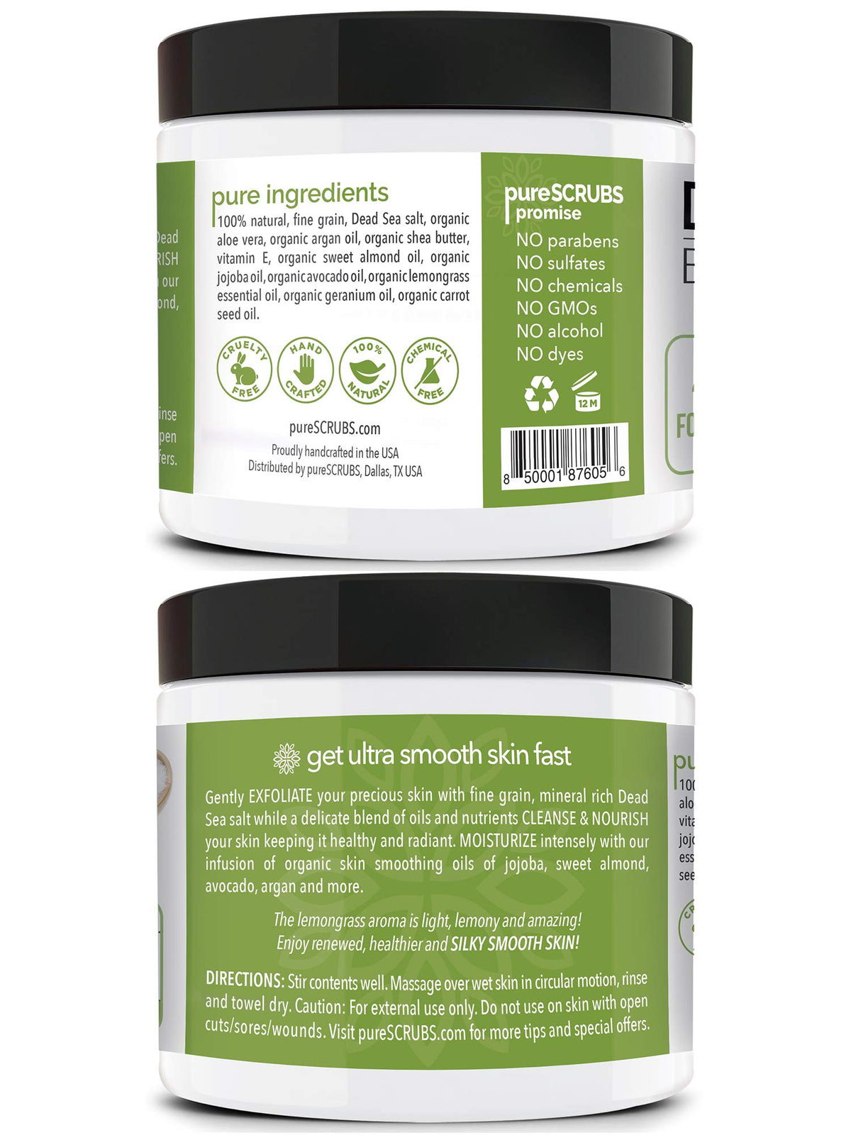 pureSCRUBS Lemongrass Body Scrub in use with hands