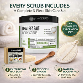 pureSCRUBS Lemongrass Body Scrub with oatmeal bar soap