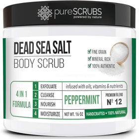 pureSCRUBS Moisturizing Peppermint Exfoliating Dead Sea Salt Body Scrub front view