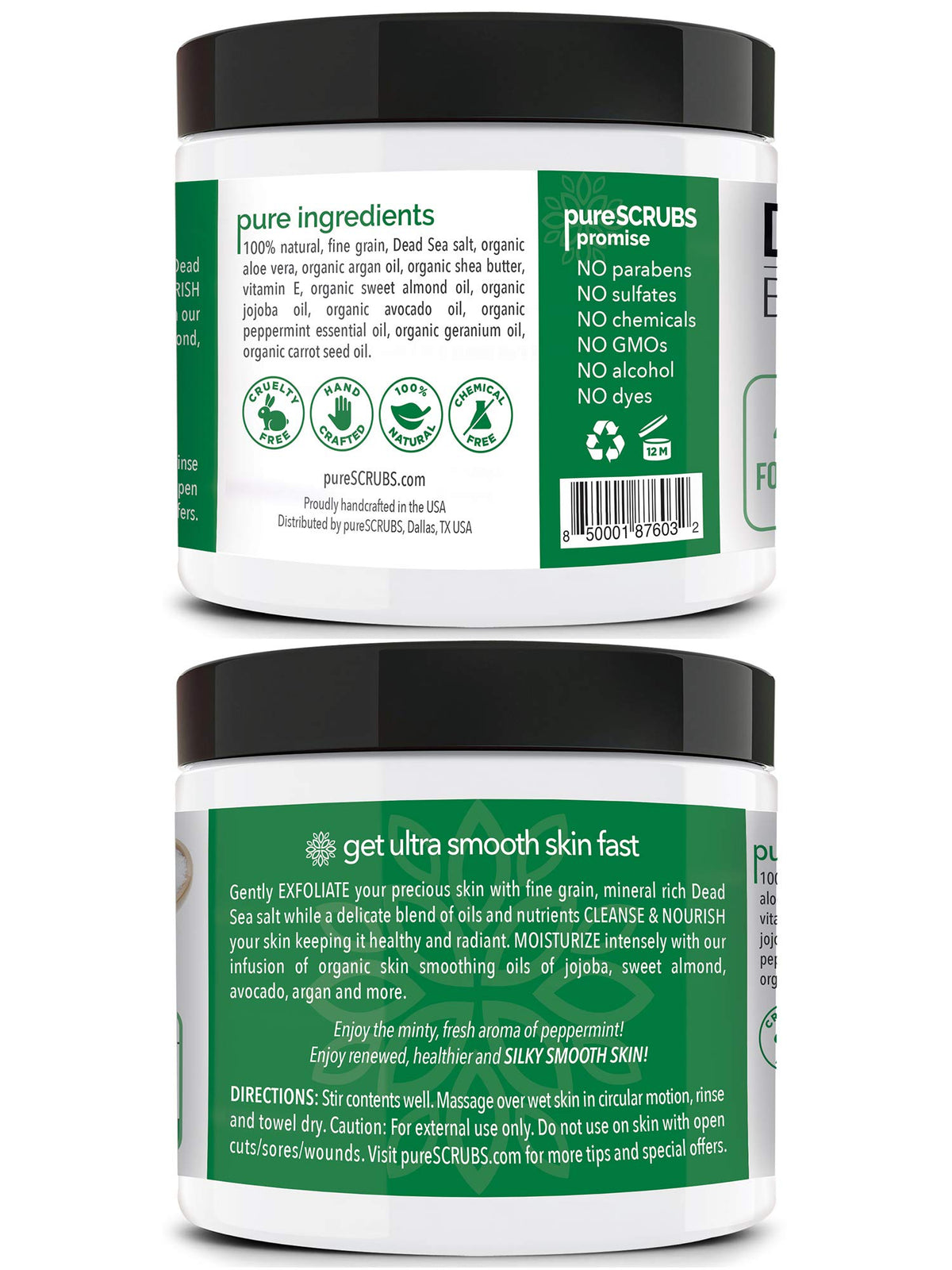 pureSCRUBS peppermint body scrub with natural ingredients