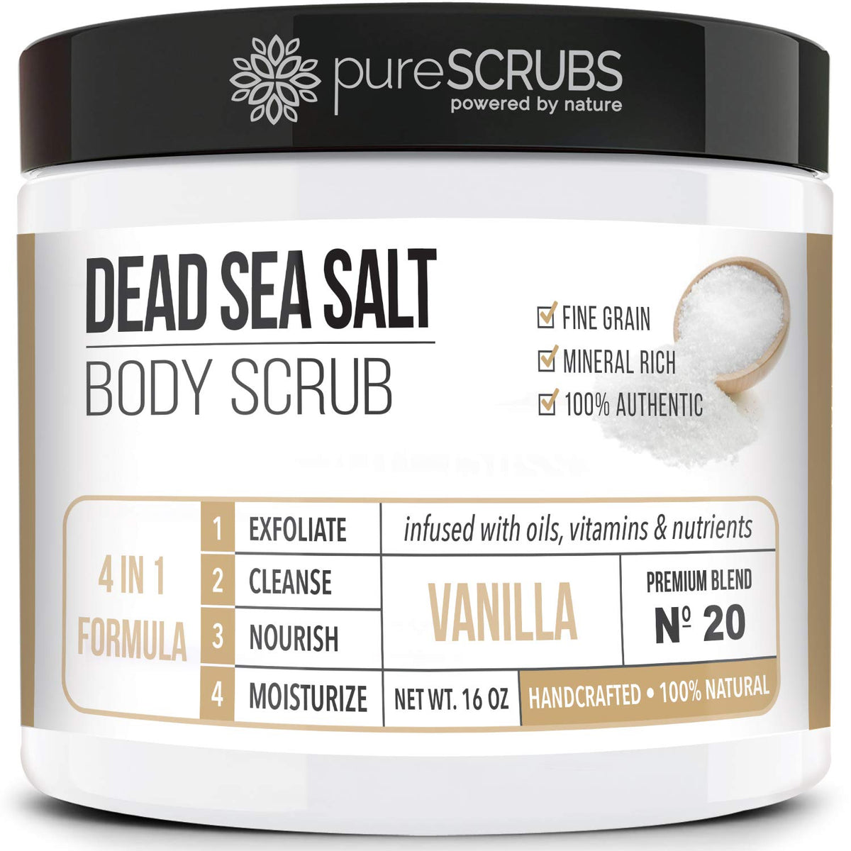 pureSCRUBS Premium Vanilla Body Scrub Set front view with jars