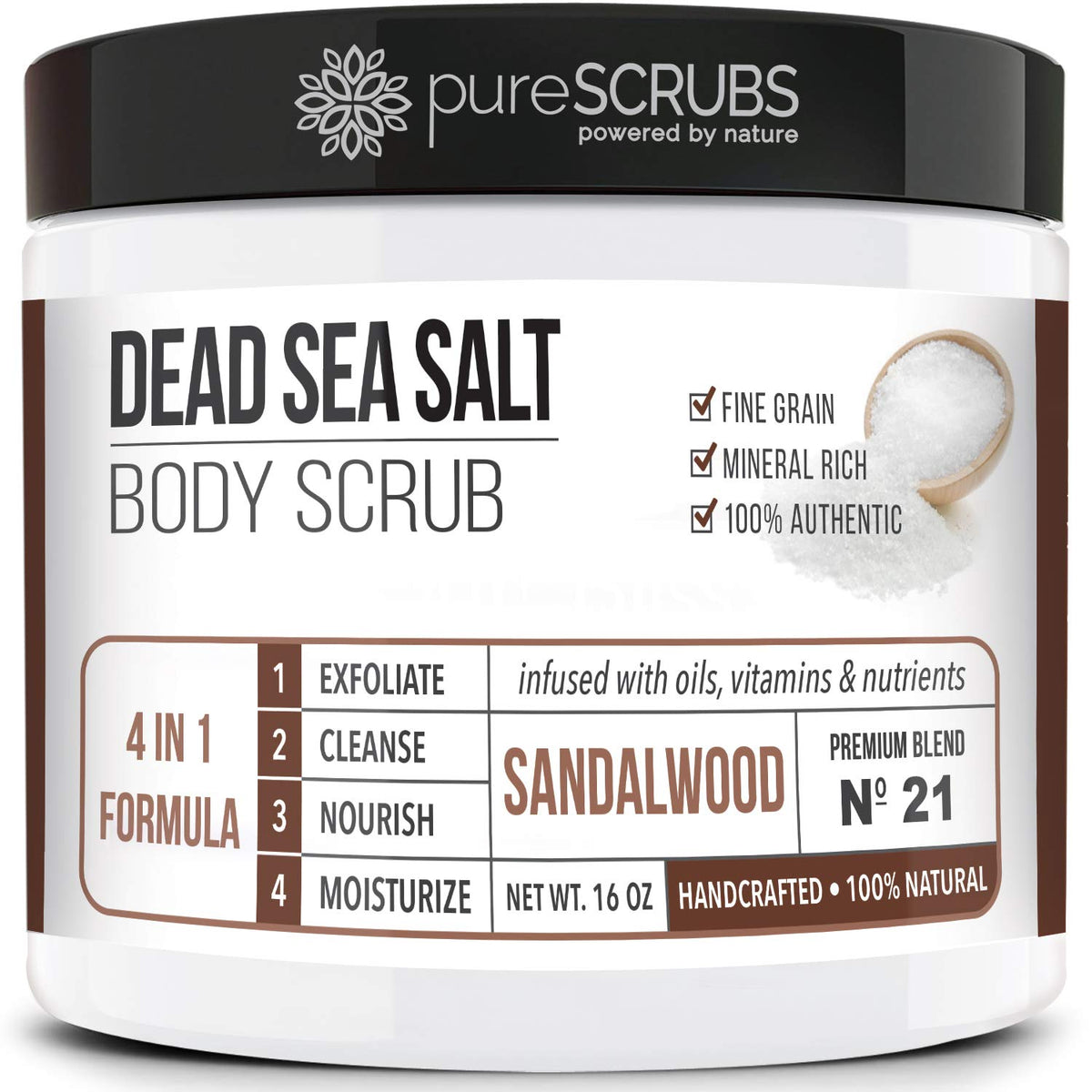 pureSCRUBS Sandalwood Body Scrub Set front view with jars and accessories