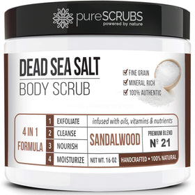 pureSCRUBS Sandalwood Body Scrub Set front view with jars and accessories