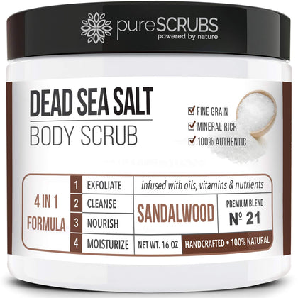 pureSCRUBS Sandalwood Body Scrub Set front view with jars and accessories