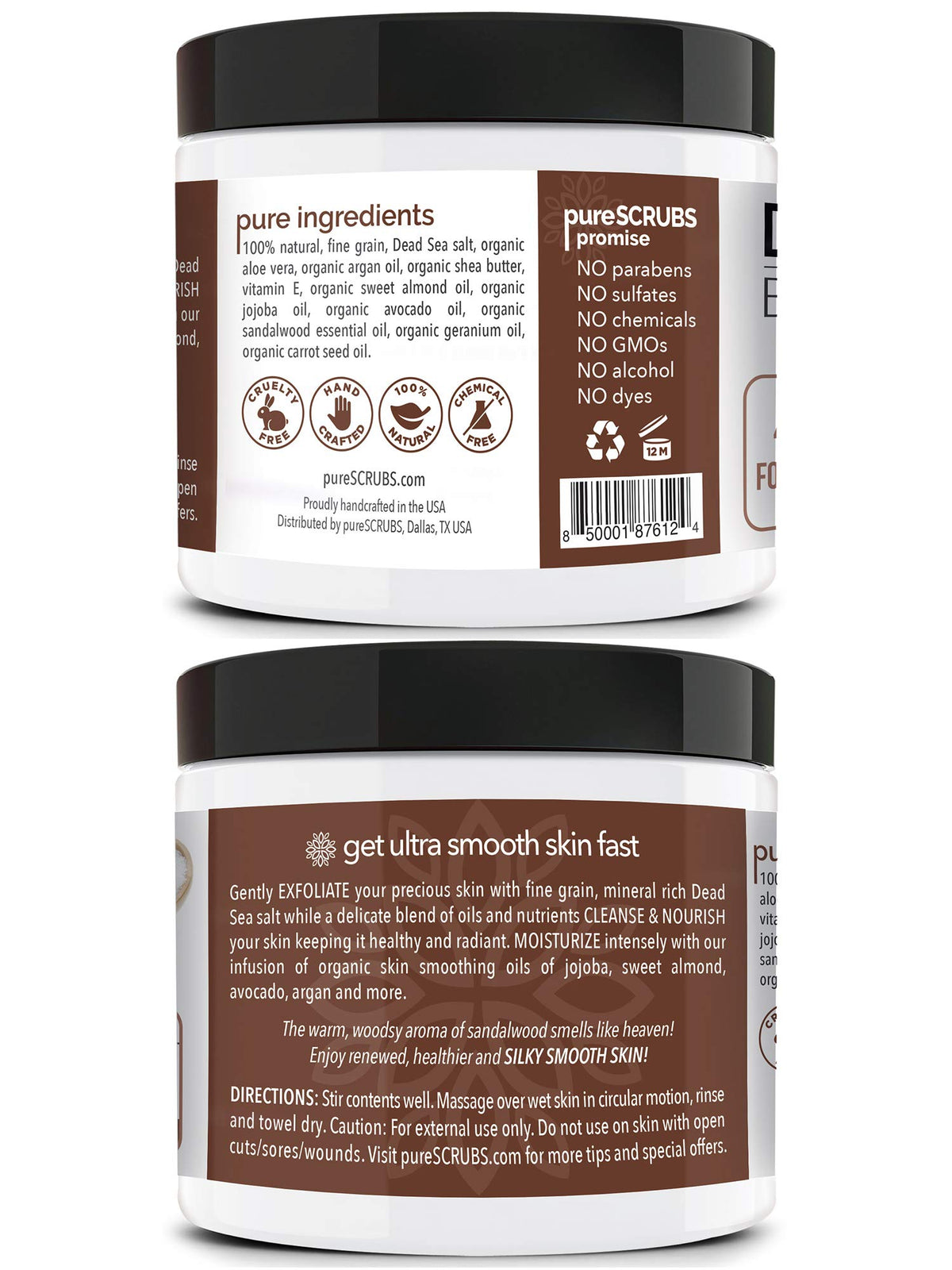 pureSCRUBS Sandalwood Body Scrub set packaging