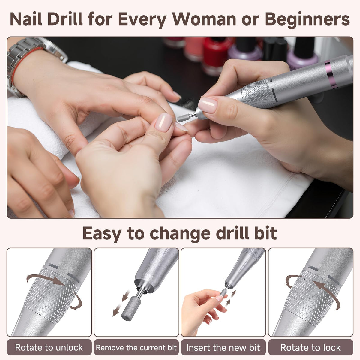 Puriom Nail Drill lightweight design with belt clip