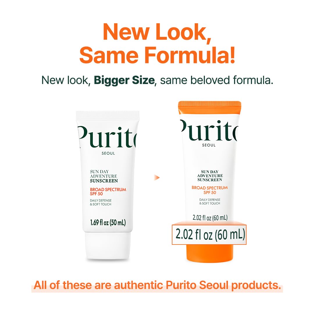 PURITO Korean Sunscreen SPF 50 back view showing ingredients