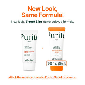 PURITO Korean Sunscreen SPF 50 back view showing ingredients