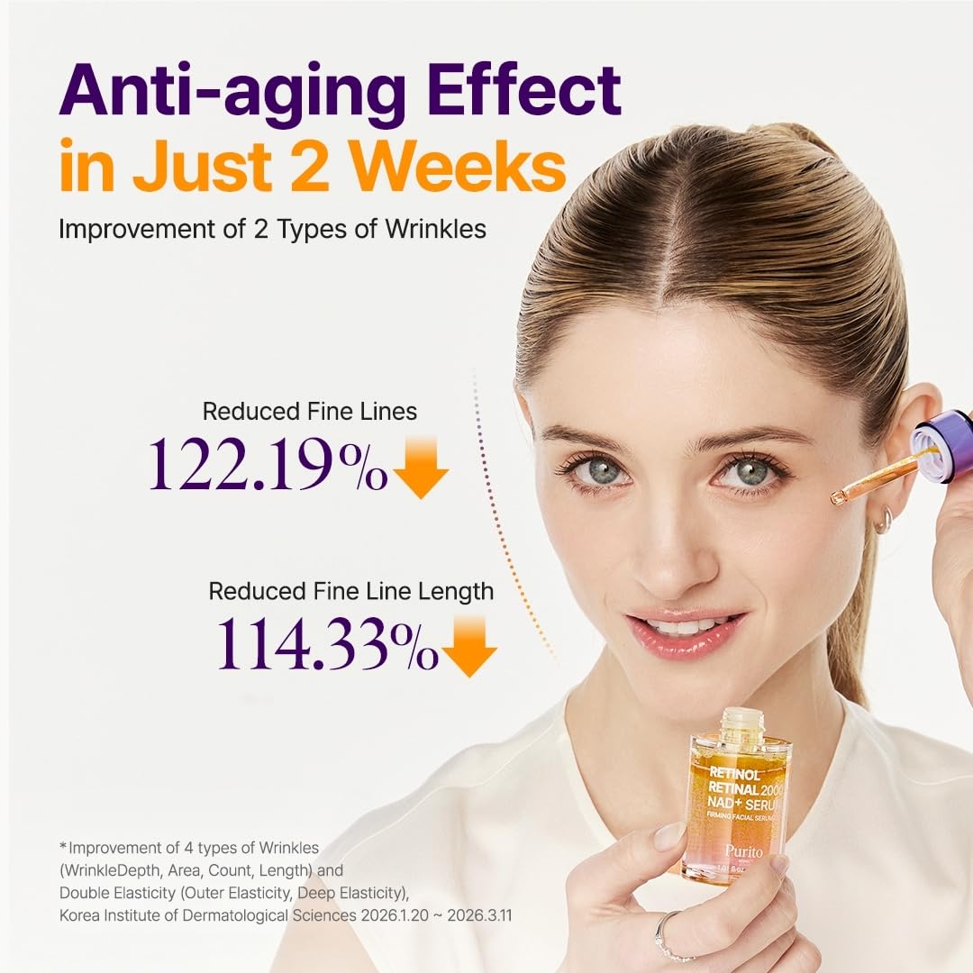 PURITO Retinol + Retinal Serum cap open showing dropper