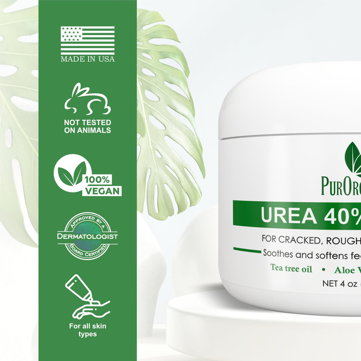 PurOrganica Urea Cream 40% application on feet
