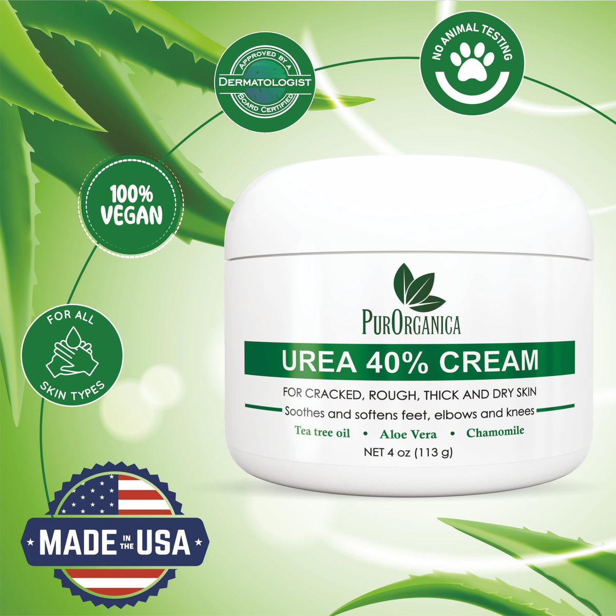 PurOrganica Urea Cream 40% side view packaging