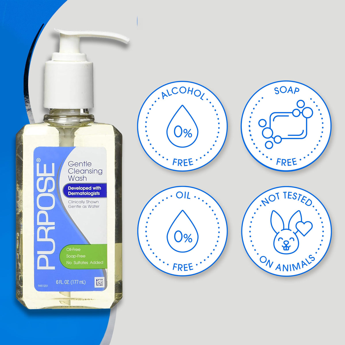Purpose Gentle Cleansing Wash application on skin