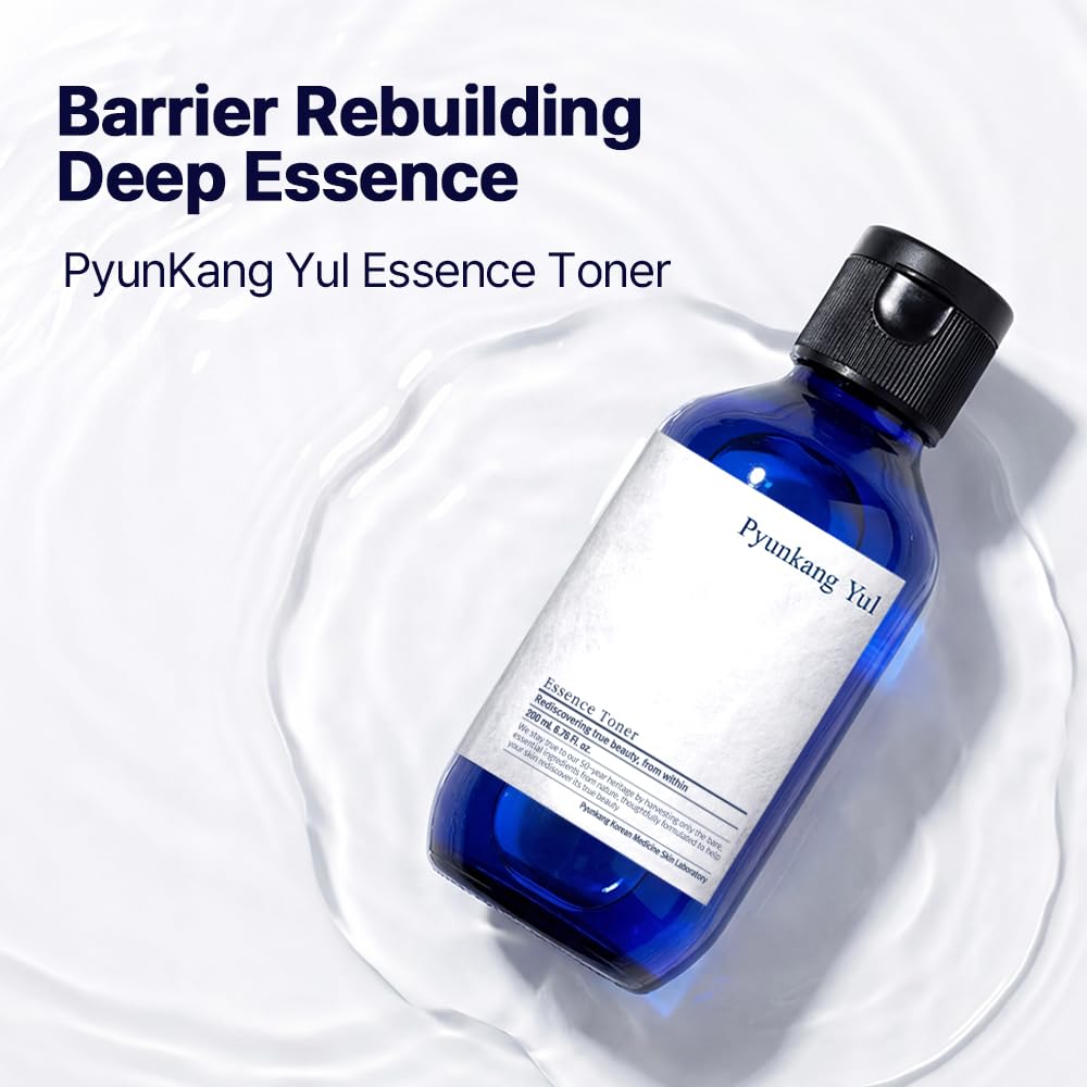Pyunkang Yul Essence Toner Bundle displayed with herbal ingredients
