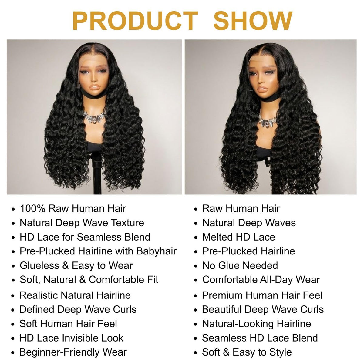 PYY Deep Wave Lace Front Wig 22 Inch back view