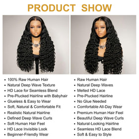 PYY Deep Wave Lace Front Wig 22 Inch back view