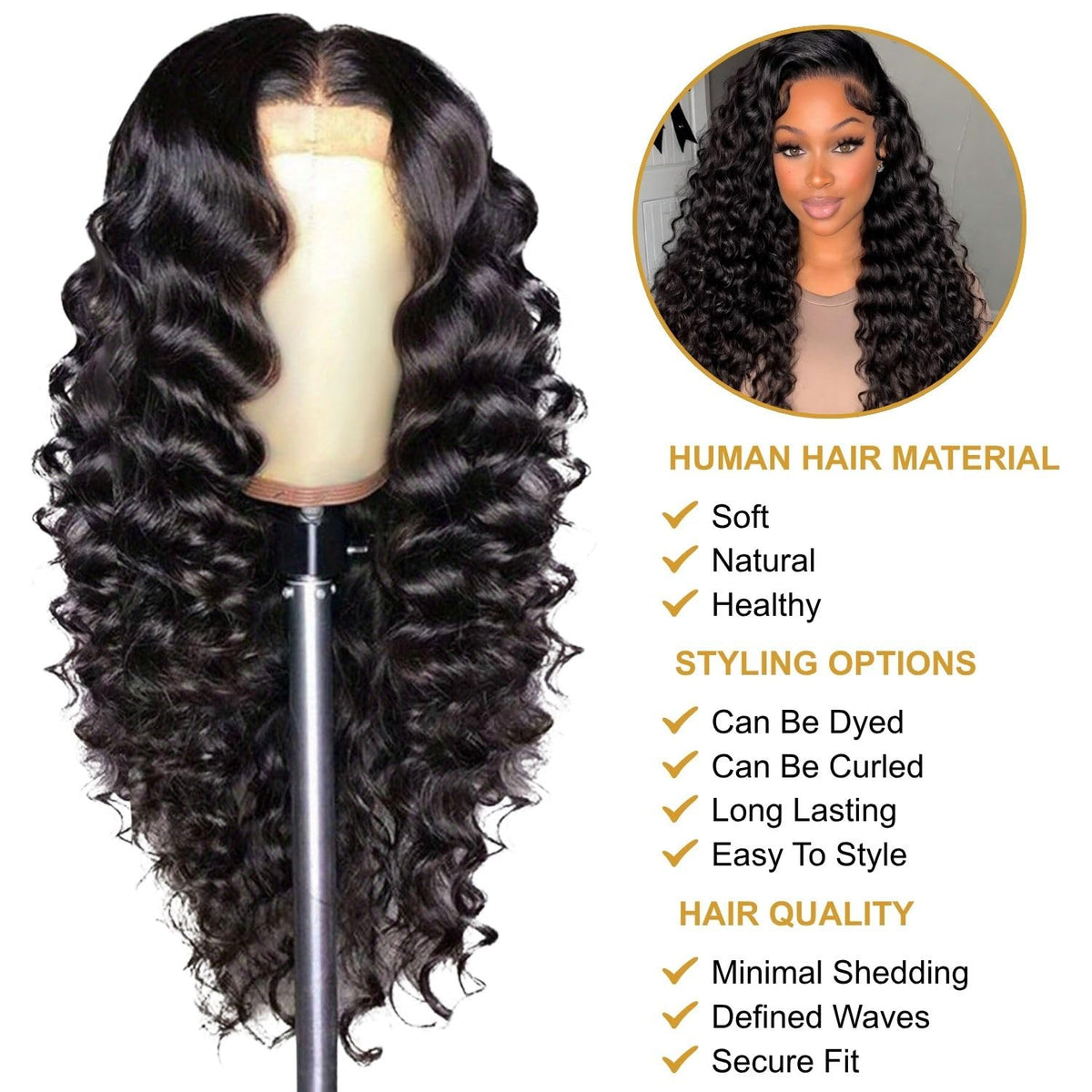 PYY Deep Wave Lace Front Wig 22 Inch close-up of curls