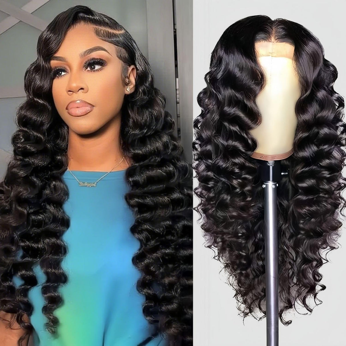 PYY Deep Wave Lace Front Wig 22 Inch front view