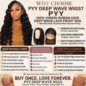 PYY Deep Wave Lace Front Wig 22 Inch packaging