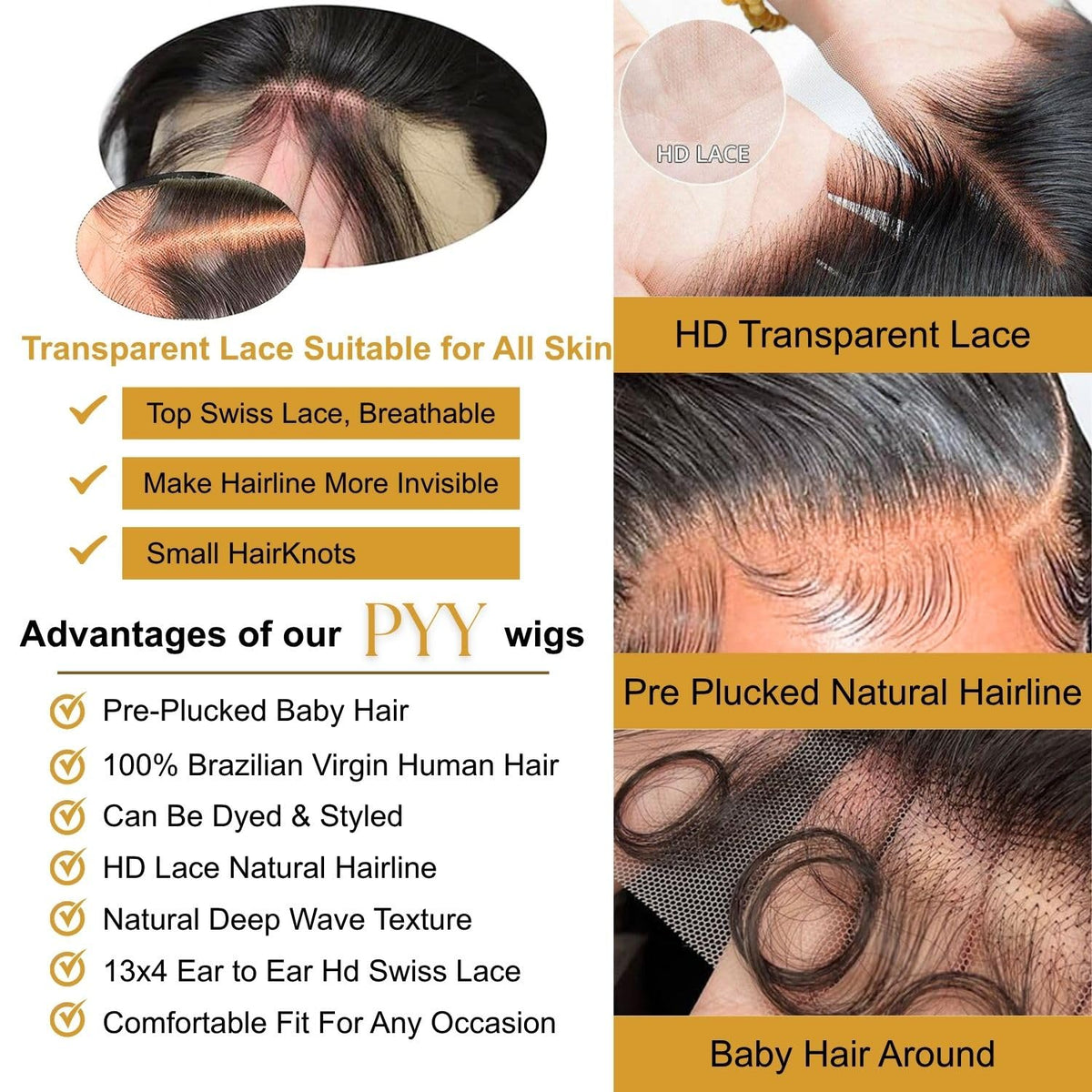 PYY Deep Wave Lace Front Wig 22 Inch with adjustable straps