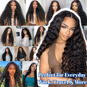PYY Deep Wave Lace Front Wig 28 Inch on model