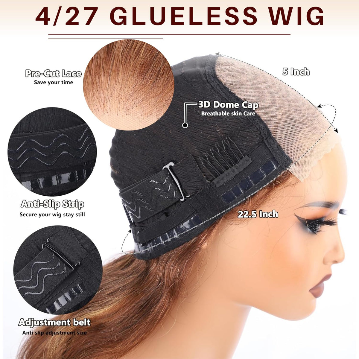 PYY Deep Wave Lace Front Wig 4/27 highlights back view
