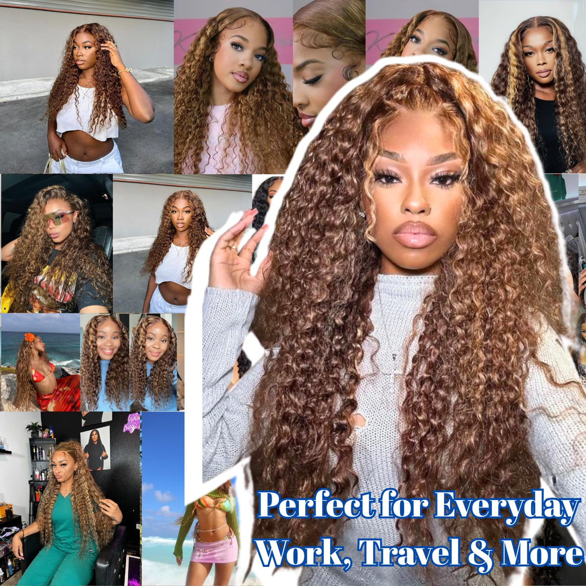 PYY Deep Wave Lace Front Wig 4/27 highlights in packaging