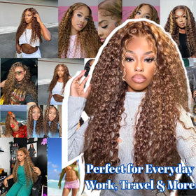 PYY Deep Wave Lace Front Wig 4/27 highlights in packaging
