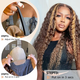 PYY Deep Wave Lace Front Wig displayed in packaging