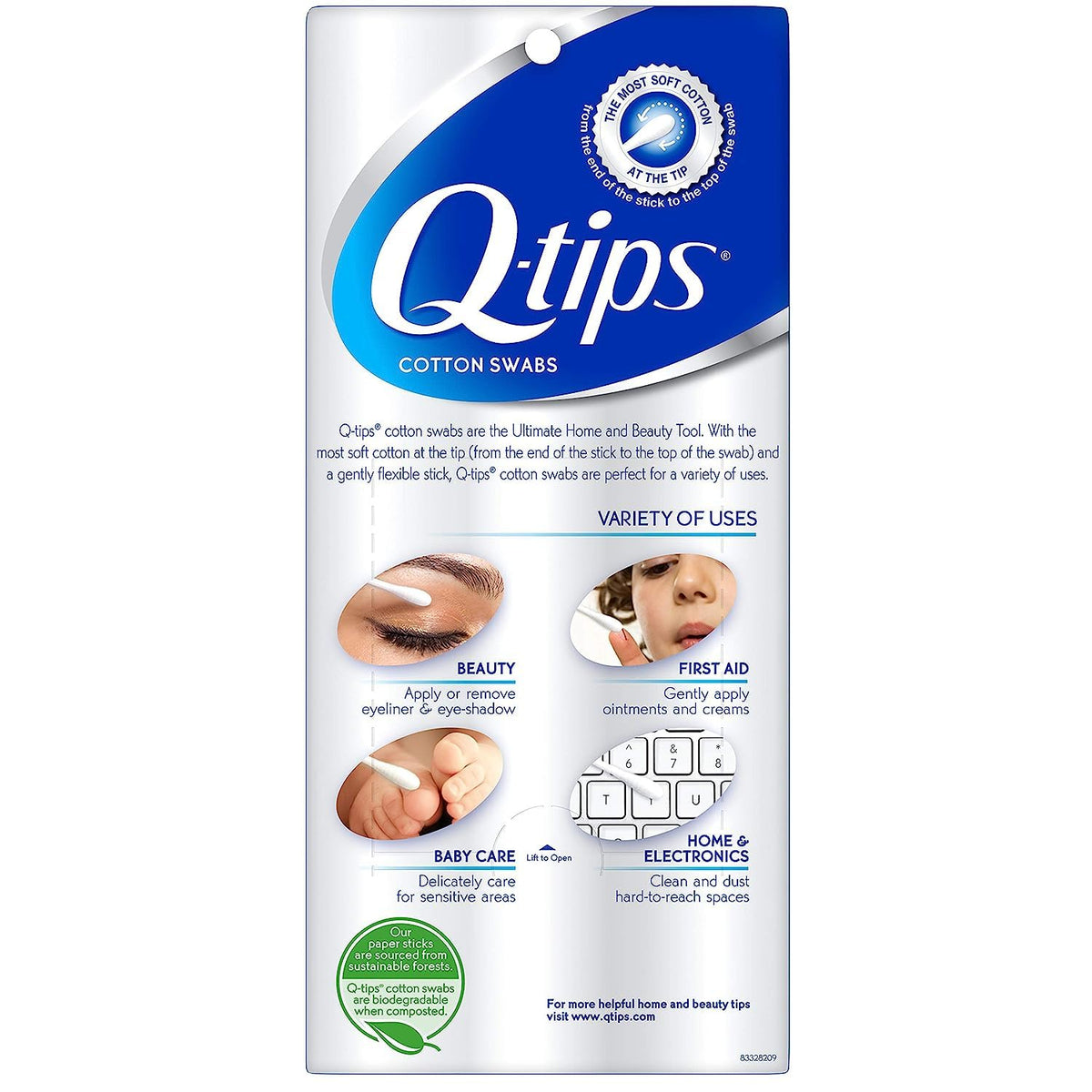 Q-tips Cotton Swabs pack of 2 with cotton buds