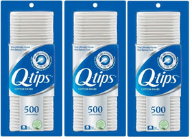 Q-tips Cotton Swabs Pack of 3 front view with 500 count