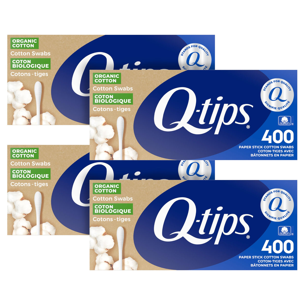 Q-tips Organic Cotton Swabs 400 Count pack front view