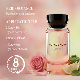 QAWAFI Voyage Nova Eau de Parfum 50ml side view with cap