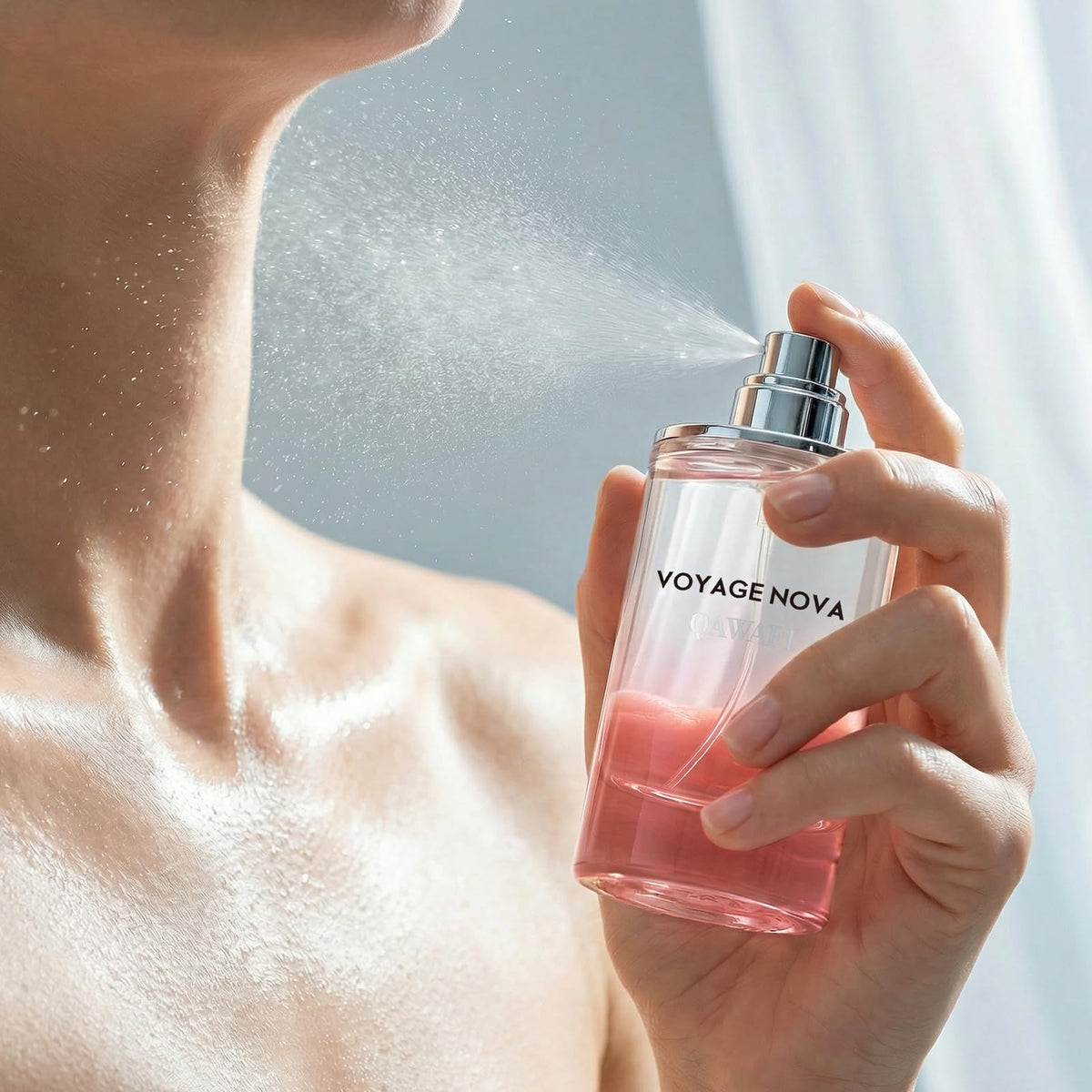 QAWAFI Voyage Nova Eau de Parfum bottle close-up