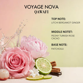 QAWAFI Voyage Nova Eau de Parfum on a vanity table